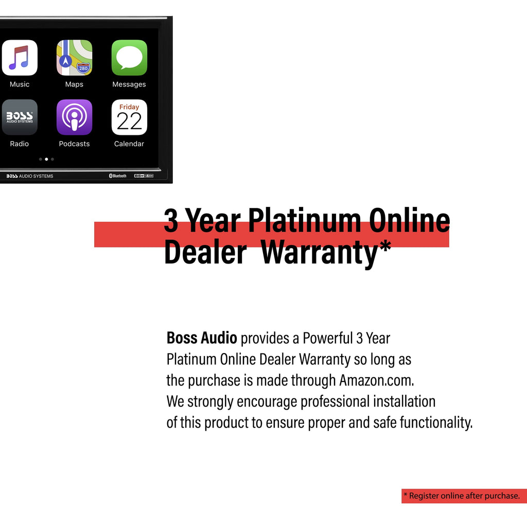 Restored Premium BOSS Audio Systems BVCP9700A Car Audio Stereo System Apple CarPlay, Android Auto, 7 inch Double Din, Touchscreen, Bluetooth Audio and Calling Head Unit, Radio Receiver (Refurbished)