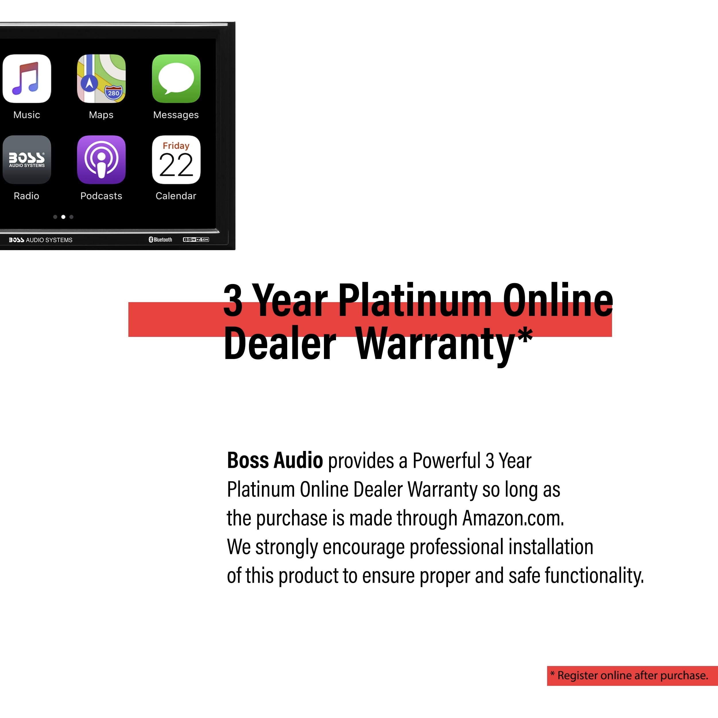 Restored Premium BOSS Audio Systems BVCP9700A Car Audio Stereo System Apple CarPlay, Android Auto, 7 inch Double Din, Touchscreen, Bluetooth Audio and Calling Head Unit, Radio Receiver (Refurbished)