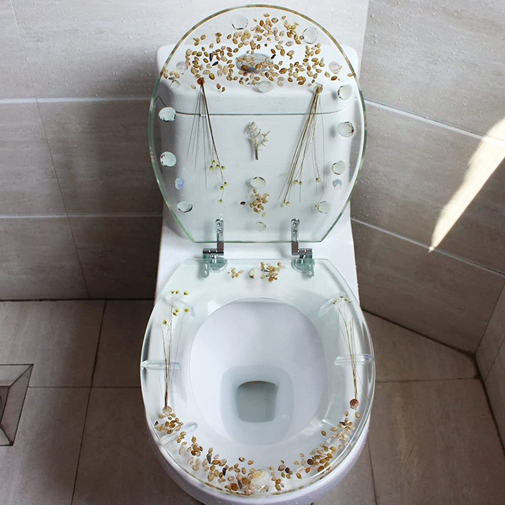 OUKANING Transparent Resin Toilet Seat Shell Decoration Home Bathroom Toilet Durable