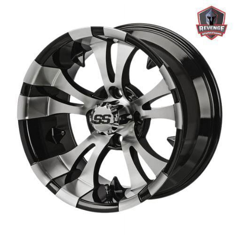 14" Warlock Machined Black Golf Cart Wheels on Tires Combo (23X10-14) Set of 4