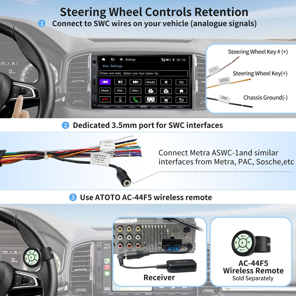 ATOTO F7XE 7inch QLED Double Din Car Stereo with Bluetooth,Wireless Carplay&Android Auto Car Radio with SiriusXM,Quick Charge