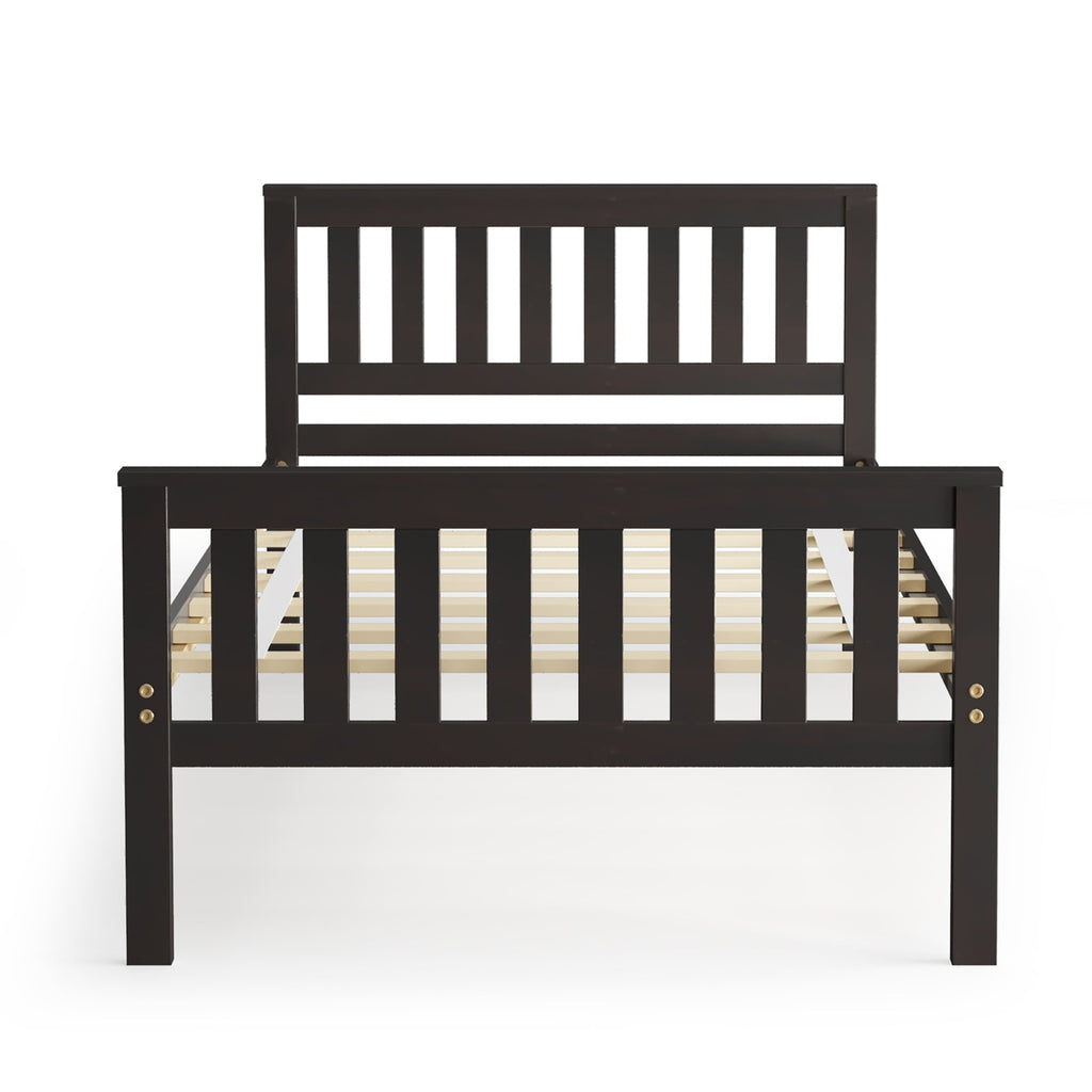 Costway Twin Wood Platform Bed with Headboard and Footboard Mattress Foundation
