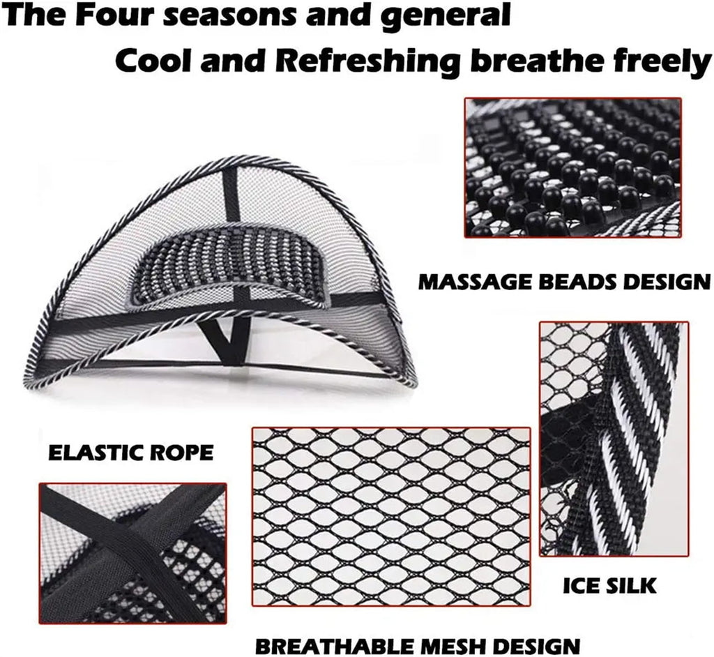 Casewin Car Seat Chair Massage Back Lumbar Support Mesh Ventilated Cushion Pad Auto Seat Back Cushion Home Office Waist Breathable Density Mesh for Back Pain and Poor Posture Fits to All Chair