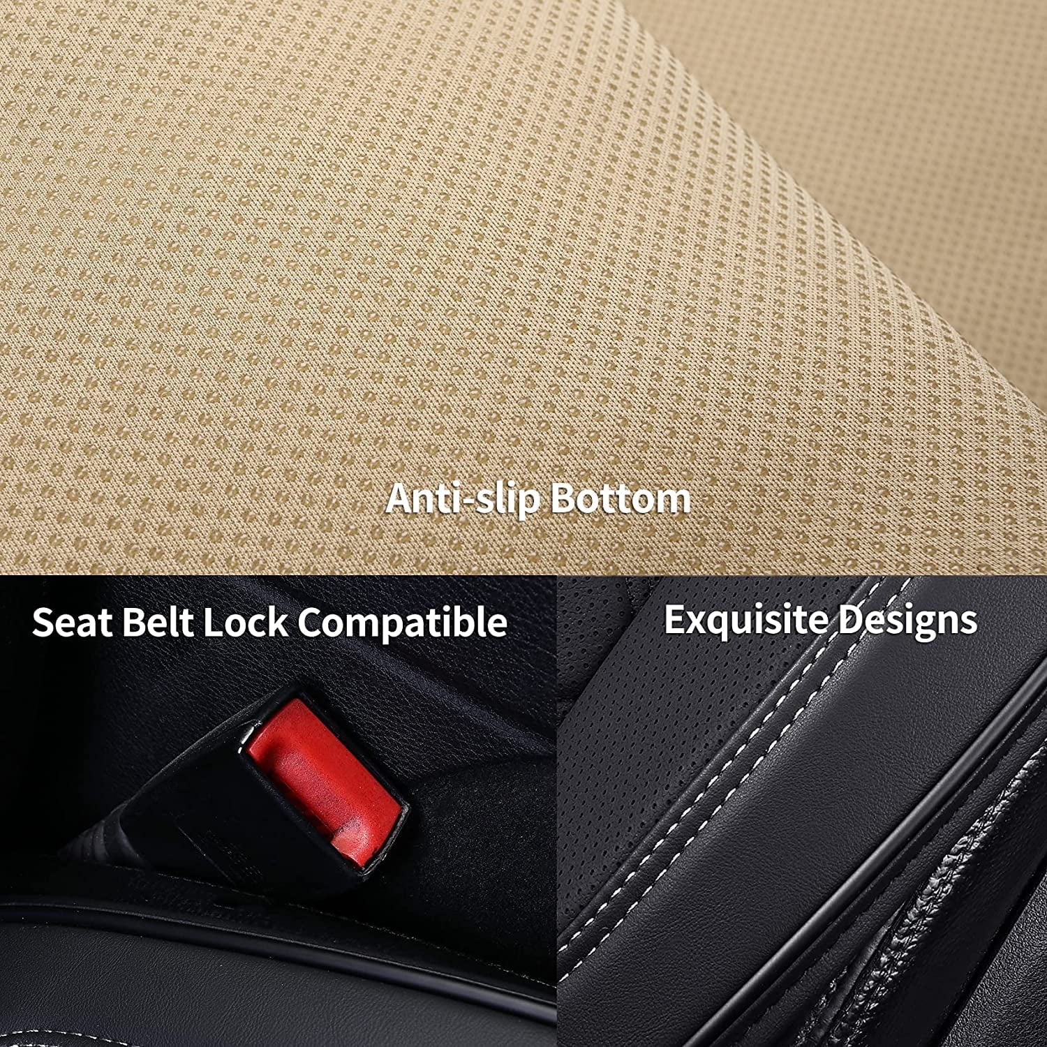 Coverado Front Seat Covers, Waterproof Leatheratte Car Seat Protector 2 Pieces, Protective Seat Cushions Universal Fit Most Vehicles, Sedans, SUVs, Trucks and Vans, Diamond Pattern