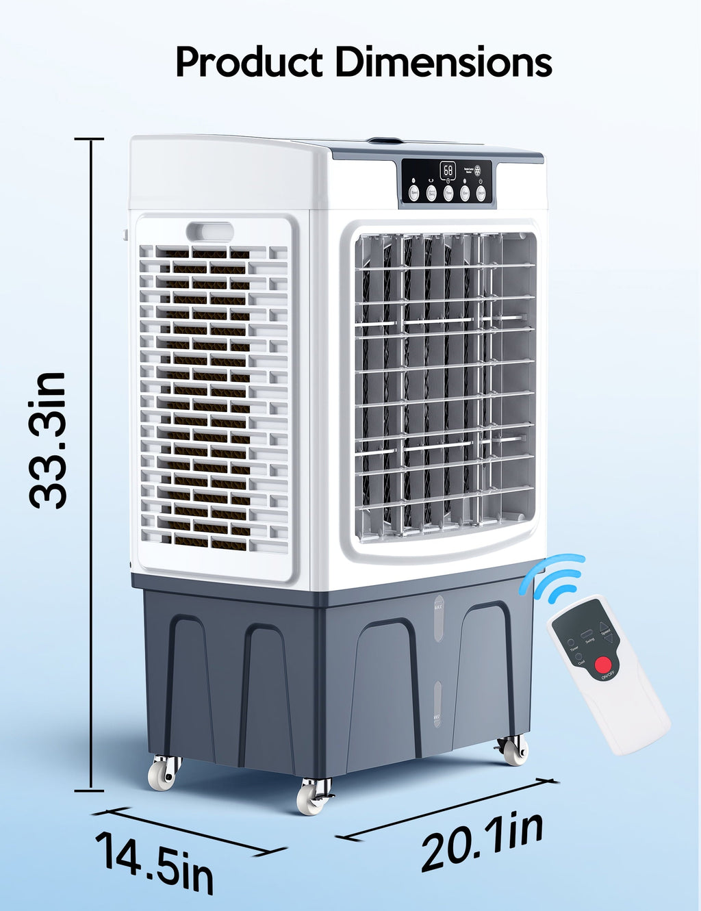 Evaporative Cooler, 2100CFM Air Cooler, 120°Oscillation Swamp Cooler with Remote Control, 24H Timer, 3 Wind Speeds for Outdoor Indoor Use, 7.9Gallon