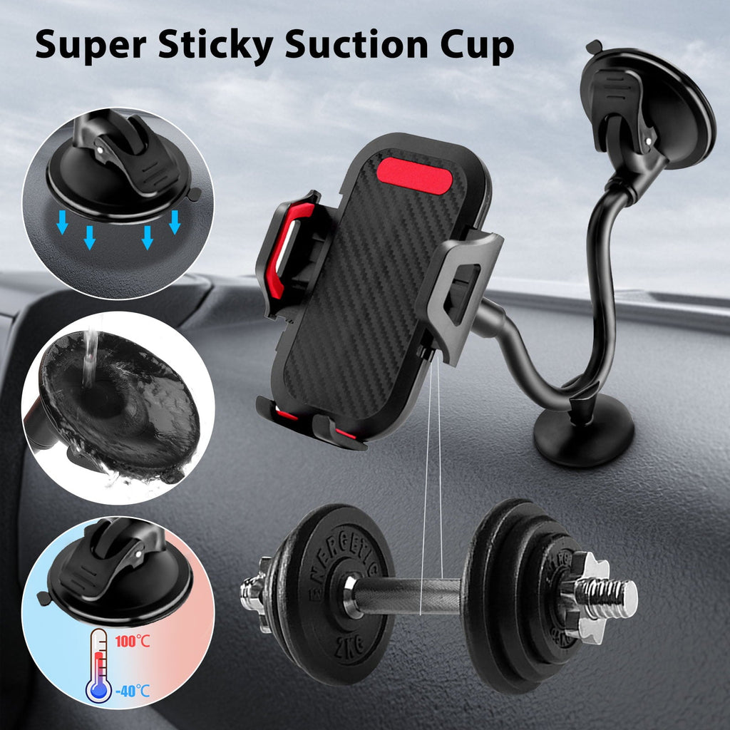 EEEkit Car Phone Holder, Universal Long Arm Phone Mount Cradle for Windshield Dashboard, Car Suction Cup Phone Mount Compatible with iPhone 13 Mini Pro Max 12 11 Pro Max XS XR, Galaxy Note 20 S20