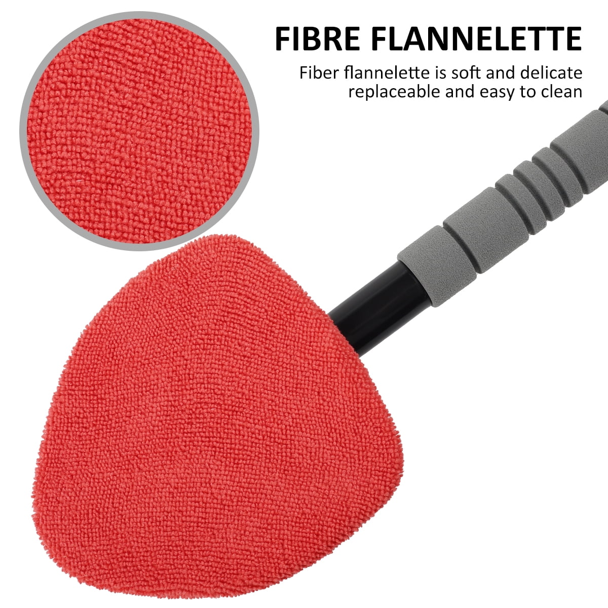 Summerkimy Windshield Cleaner -Microfiber Car Window Cleaning Tool with Extendable Handle and Washable Reusable Cloth Pad Head Auto Interior Exterior Glass Wiper Car Glass Cleaner Kit (Extendable)