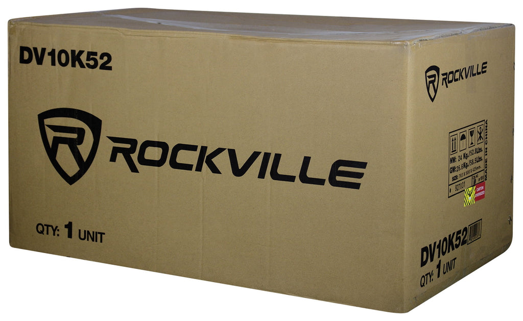 Rockville DV10K52 Dual 10" K5 2400w Car Subwoofers+Vented Sub Enclosure Box/2Ohm