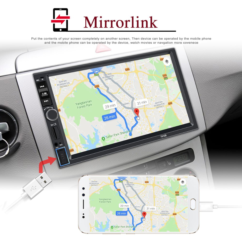 Polarlander Car Stereo Car Audio Double Din 7-inch HD Touch Screen Car radio Player with Multimedia SD USB FM AUX MP5/4/3 mirror link function Bluetooth with 4LED backup camera