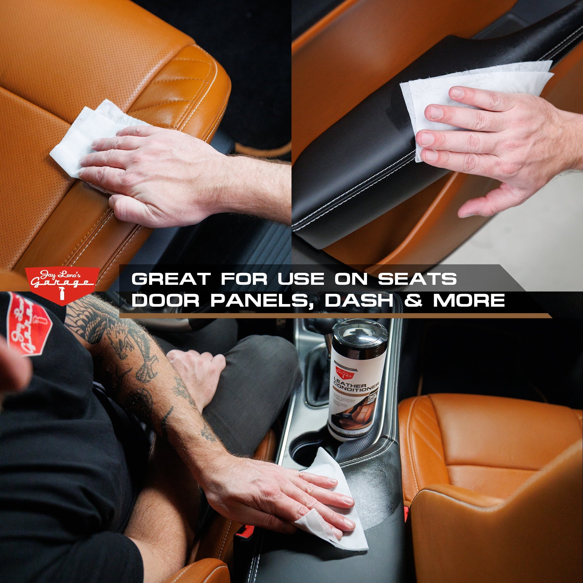 Jay Leno's Garage Leather Conditioner Wipes (30 Count) - Protect & Restore Car Leather Surfaces