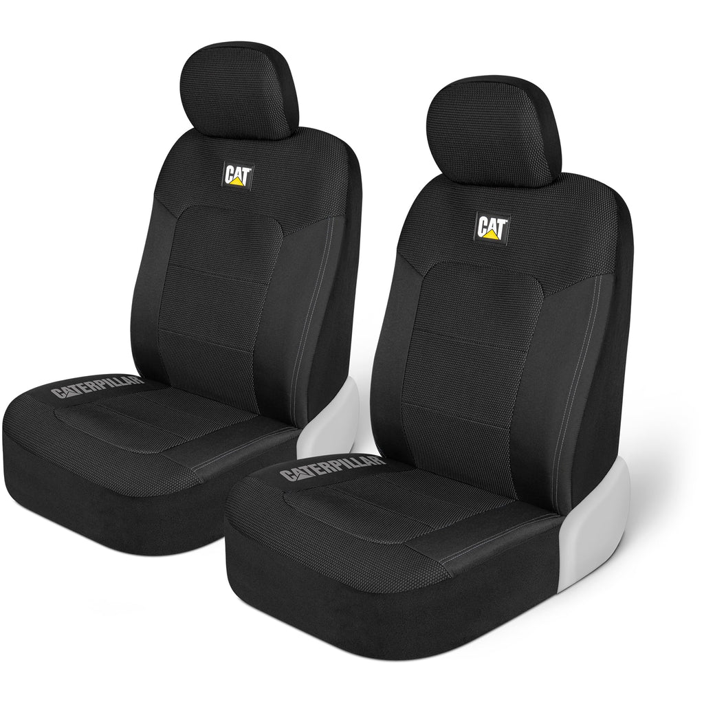 Caterpillar MeshFlex Automotive Seat Covers for Cars Trucks and SUVs (Set of 2) – Black Car Seat Covers for Front Seats, Truck Seat Protectors with Comfortable Mesh Back, Auto Interior Covers