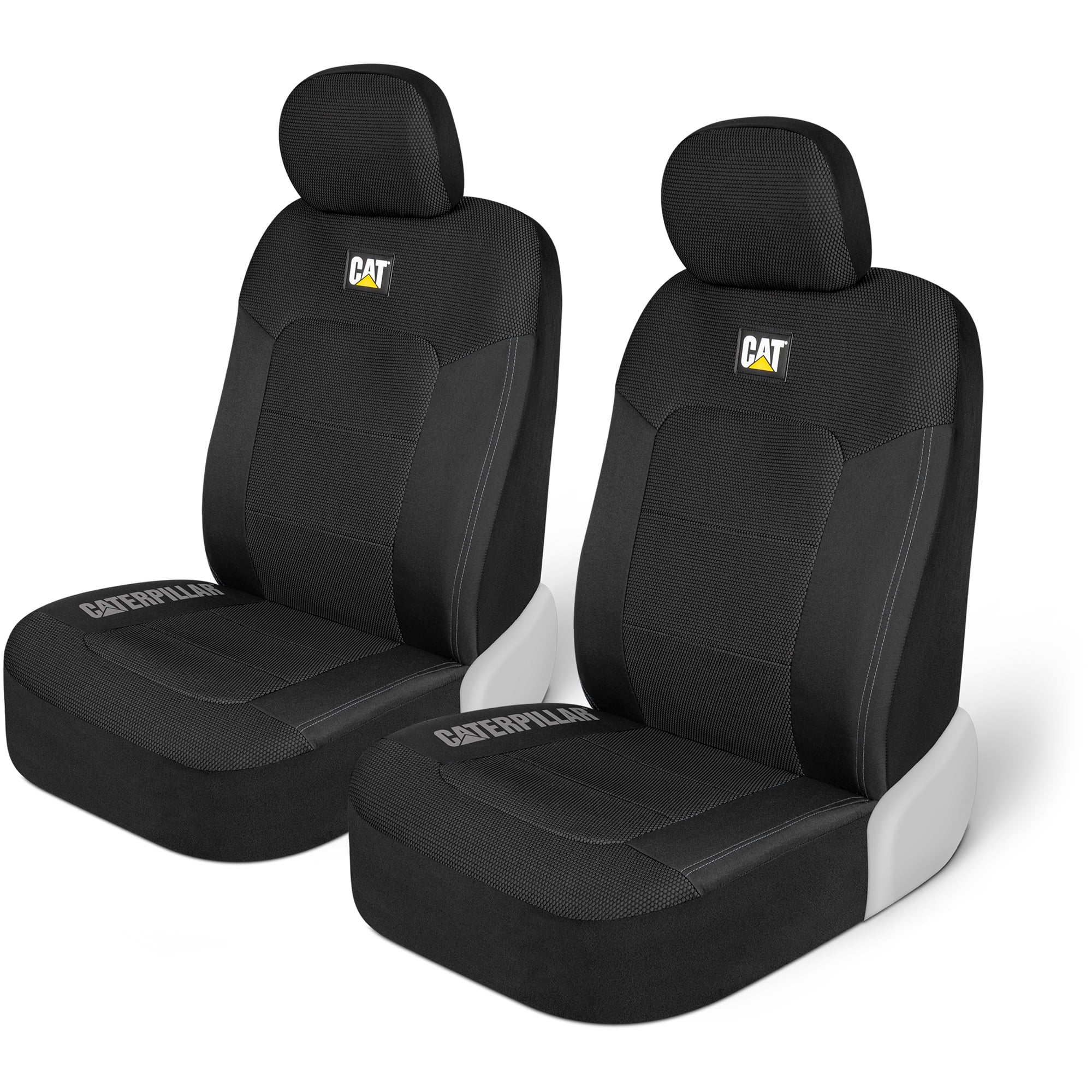 Caterpillar MeshFlex Automotive Seat Covers for Cars Trucks and SUVs (Set of 2) – Black Car Seat Covers for Front Seats, Truck Seat Protectors with Comfortable Mesh Back, Auto Interior Covers