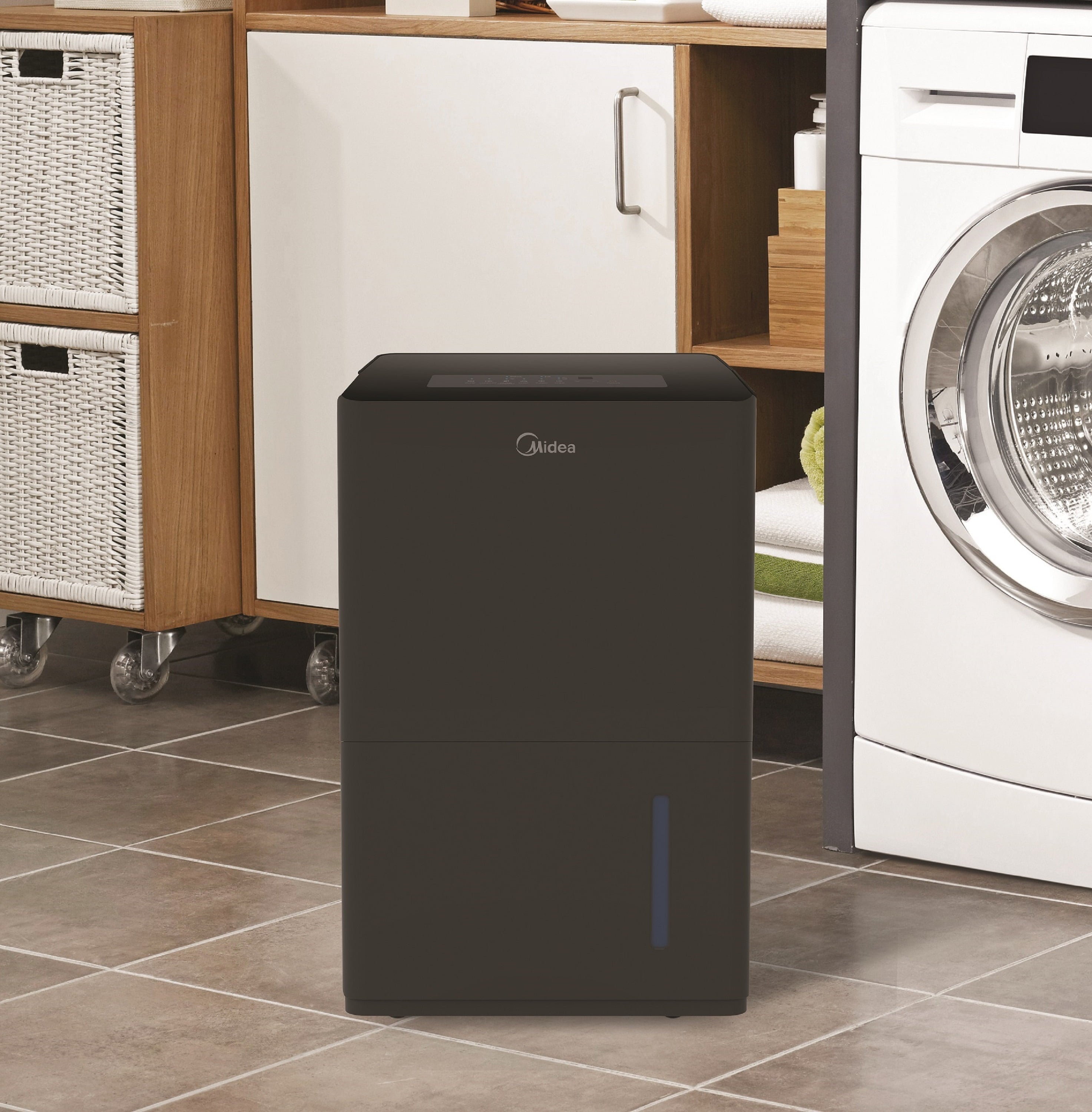 Midea 50-Pint Smart Dehumidifier with Pump - Wet Rooms, Energy Star, Black, MAD50PS1WBL