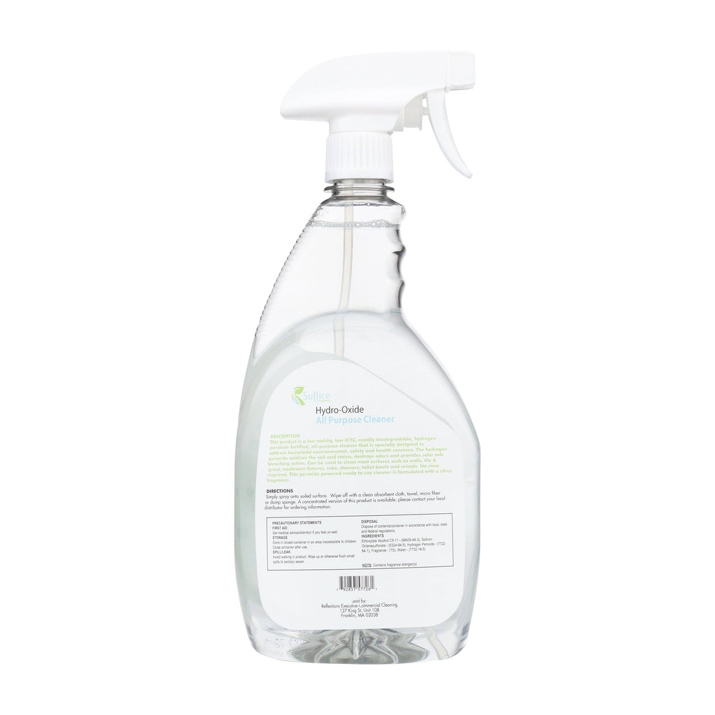 Suffice Organics. Natural Kid Friendly Pet Friendly Hydro-Oxide Peroxide  All-Purpose Cleaner and Degreaser