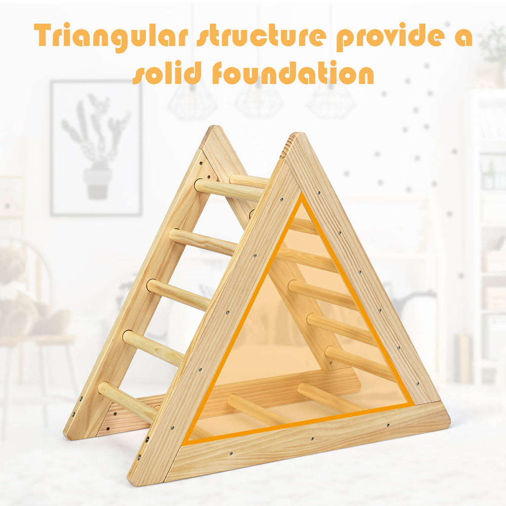 Costway Wooden Climbing Pikler Triangle with Climbing Ladder For Toddler Step Training, Natural