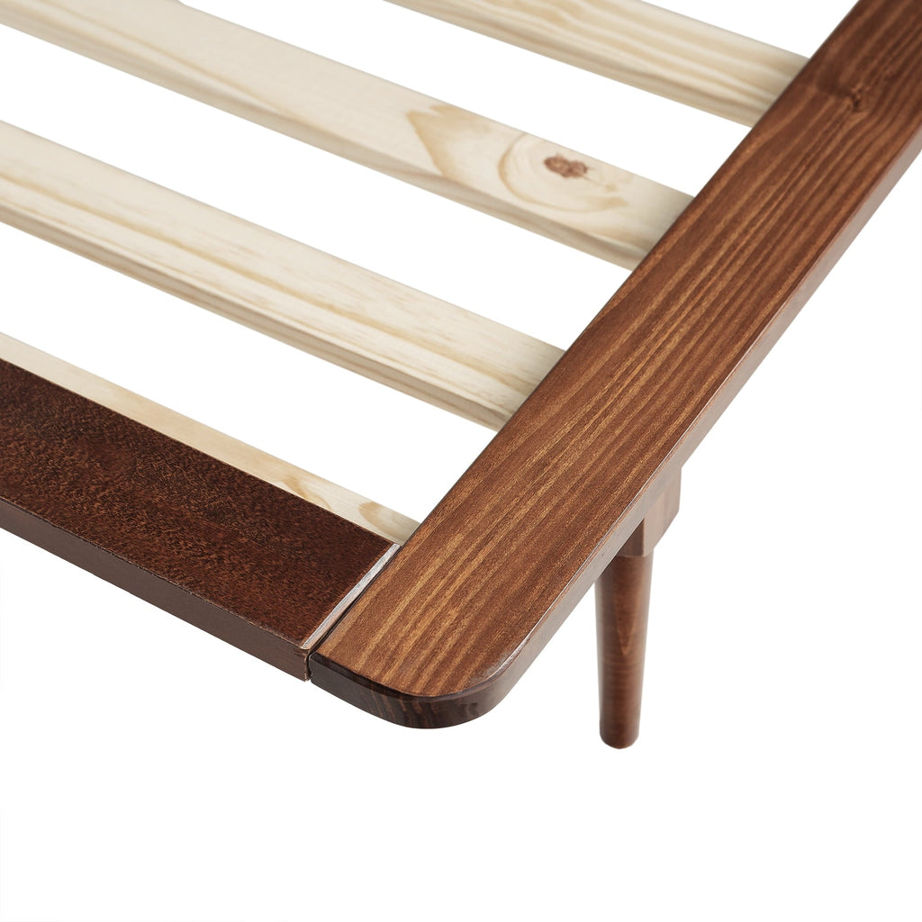 Walker Edison Modern Boho Queen Size Solid Wood Platform Bed, Walnut