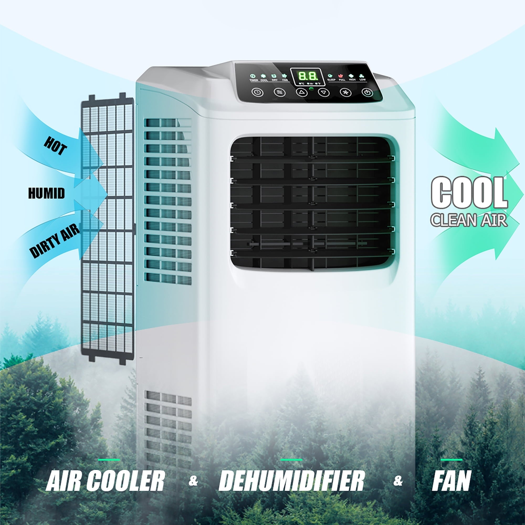 Costway 5500 BTU (9000 BTU ASHRAE) Portable Air Conditioner & Dehumidifier Function Remote w/ Window Kit