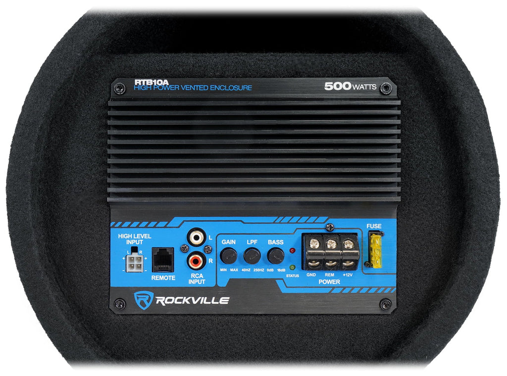 Rockville RTB10A 10" 500w Powered Subwoofer Bass Tube + Bass Remote