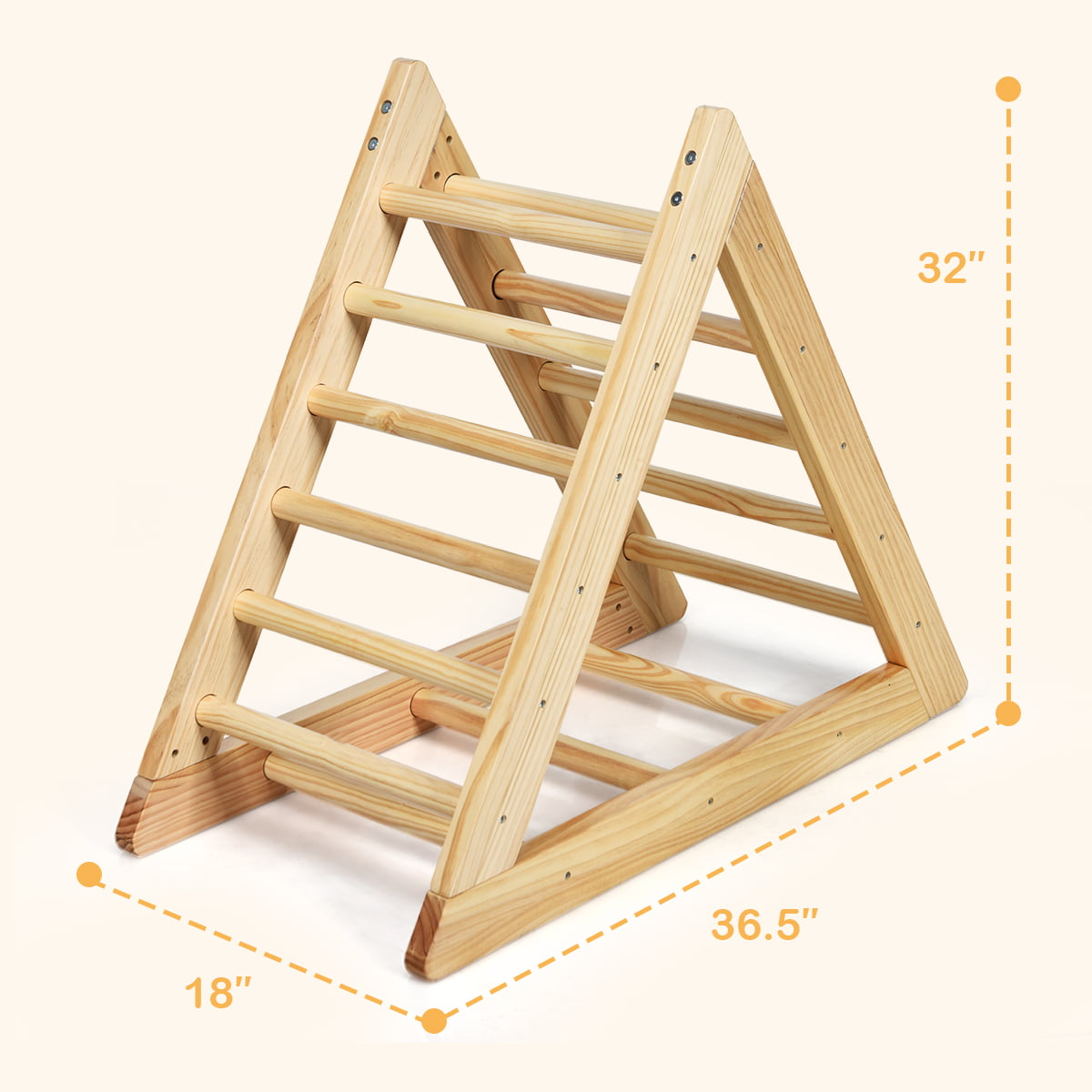 Costway Wooden Climbing Pikler Triangle with Climbing Ladder For Toddler Step Training, Natural