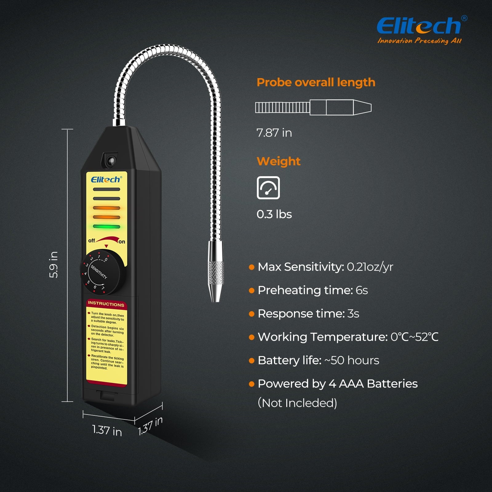 Elitech WJL-6000S Freon Leak Detector Halogen Gas Sniffer Refrigerant Tester AC Leak Tester R22 R410A R134A R1234YF