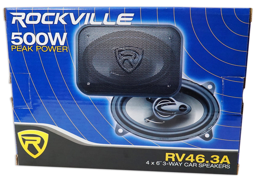 (4) Rockville RV46.3A 4x6" 3-Way Car Speakers 1000 Watts/140 Watts RMS CEA Rated
