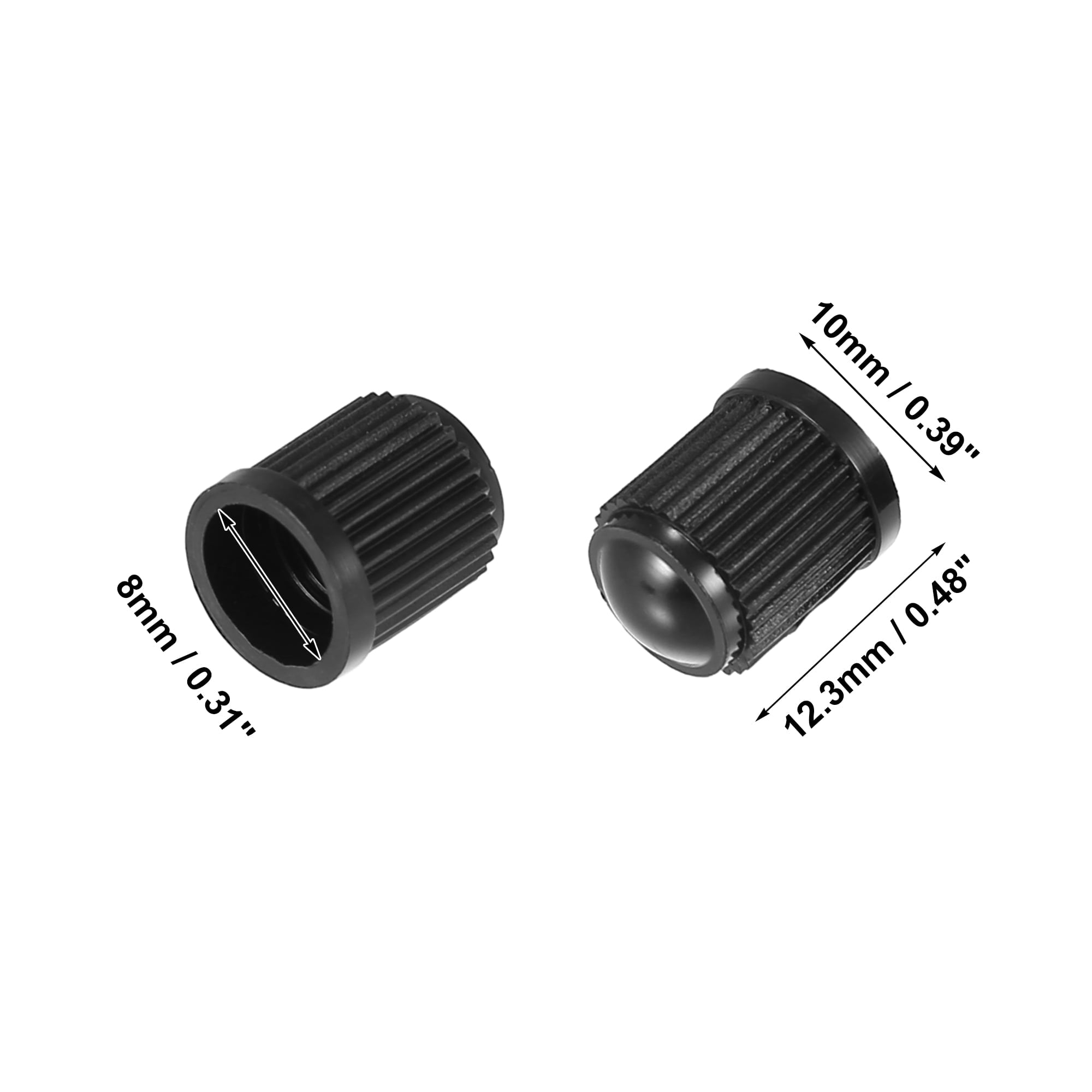 Motoforti Universal Tire Valve Stem Caps Plastic Black for Car Bike 6pcs