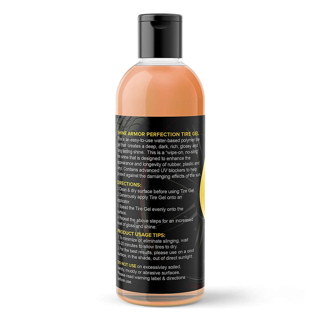 Shine Armor Pristine Tire Shine Dressing & Cleaner Gel, No Sling Formula, 4 oz.