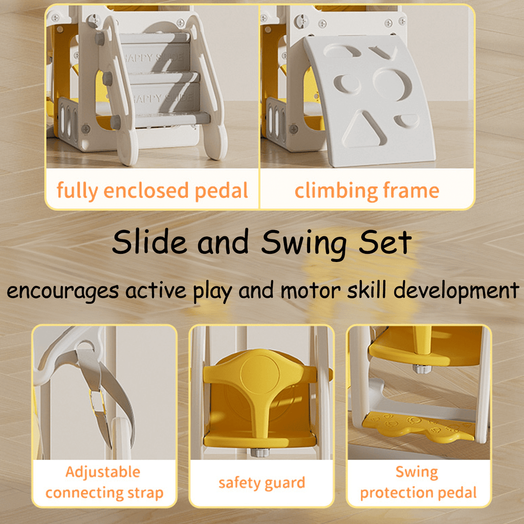 Toddler Slide Playground Tower Set with Swing, Kids Slide for Toddler with Climber, Swing, Basketball Hoop, Climber Hole, Aisle and Storage Space, Indoors Outdoor Playground Slide for Toddler Age 1+