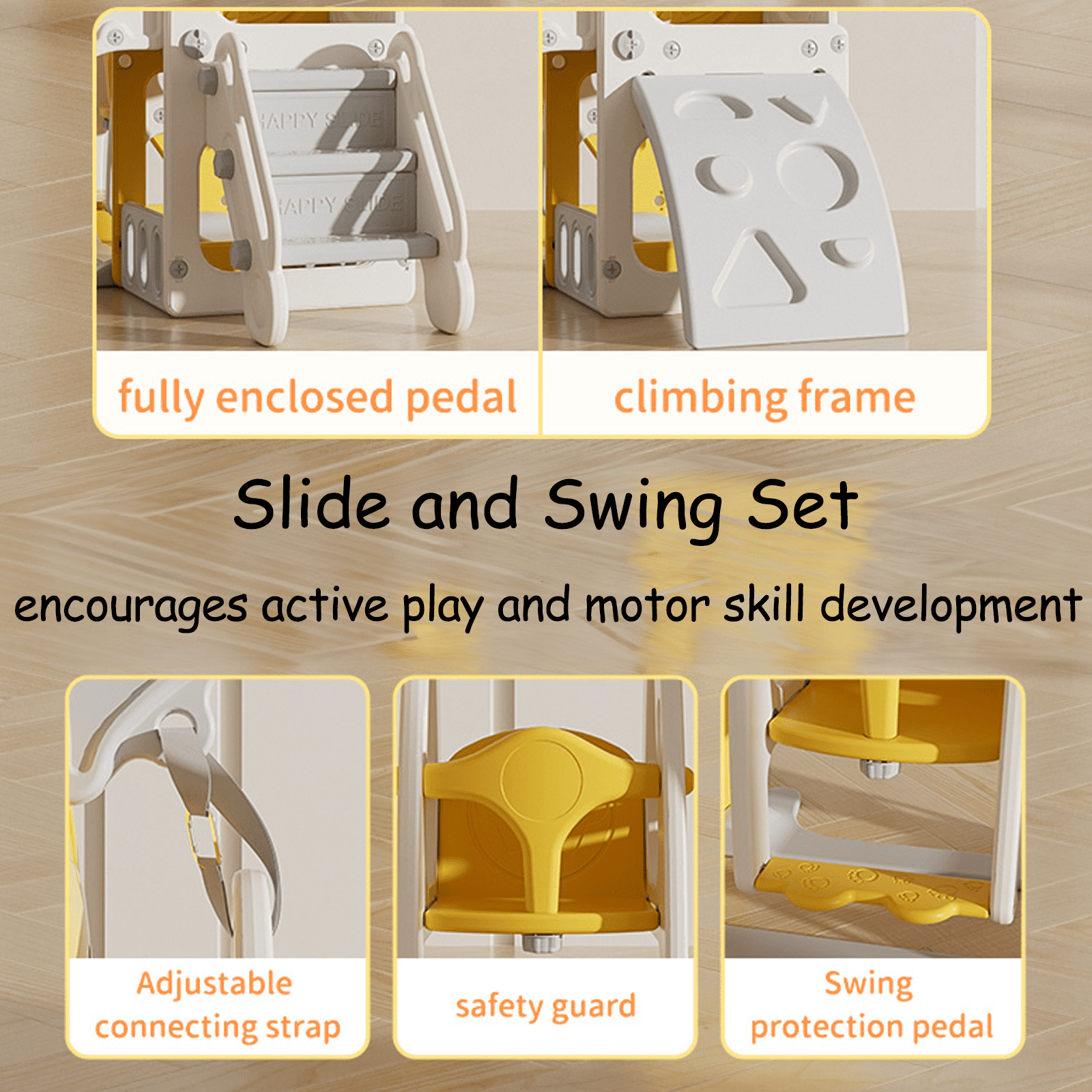 Toddler Slide Playground Tower Set with Swing, Kids Slide for Toddler with Climber, Swing, Basketball Hoop, Climber Hole, Aisle and Storage Space, Indoors Outdoor Playground Slide for Toddler Age 1+