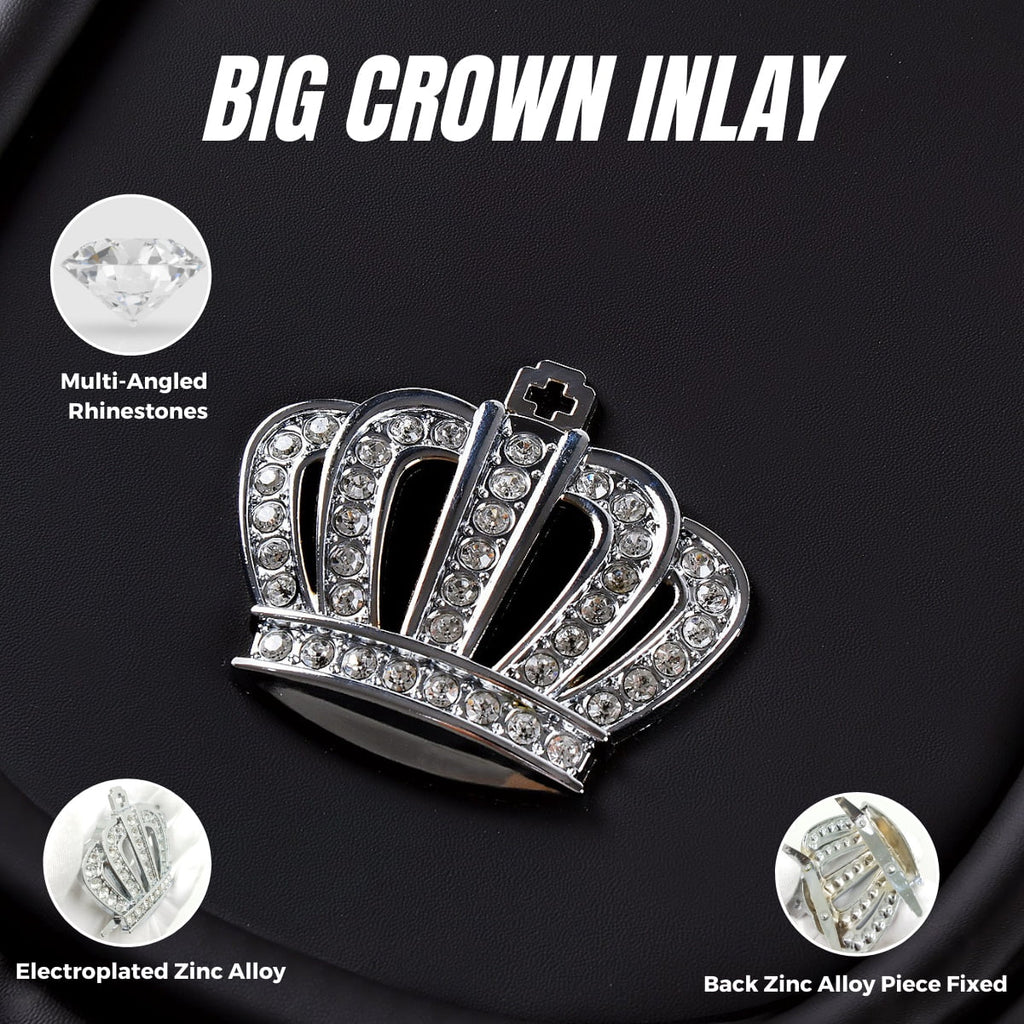 Carshaping Universal Full Surrounded Bling Diamond Crown Soft Leather Front 1PC Car Seat Covers
