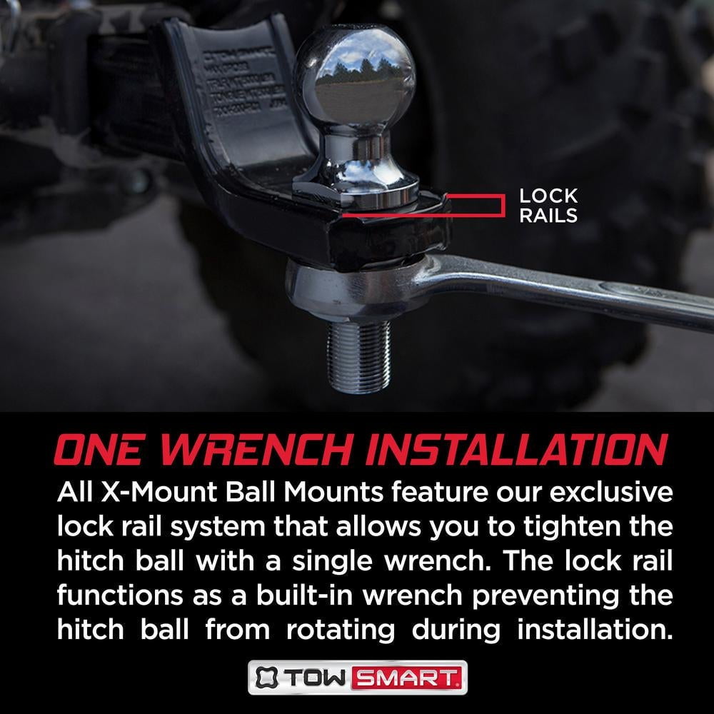 TowSmart Trailer Hitch Ball, Class IV, 2-5/16in Ball, 1-1/4in x 2-1/2in Shank, 12000lb, 724, Chrome, 1 Each