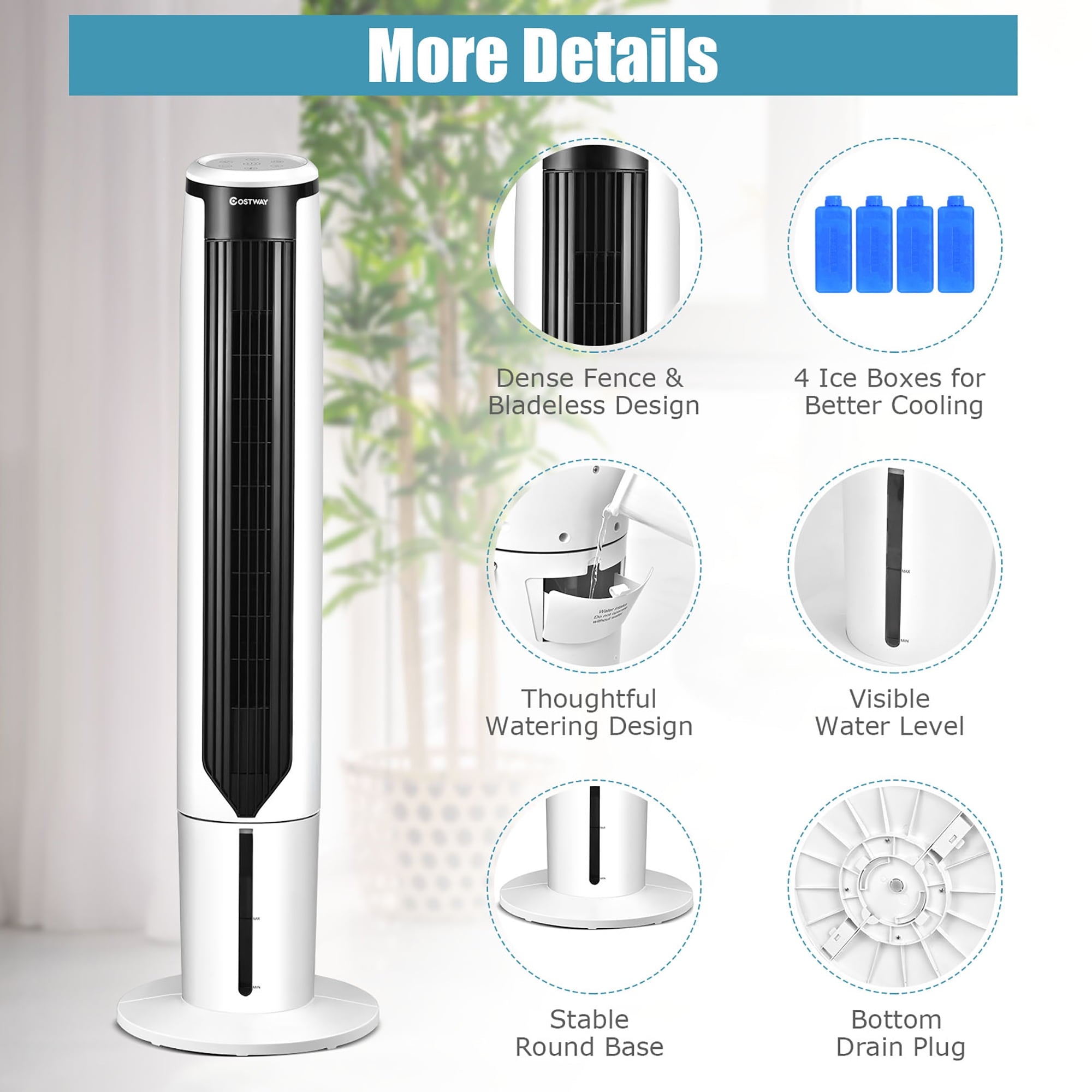 Costway 41'' Evaporative Air Cooler Quiet Cooling Oscillating Fan with Remote Control