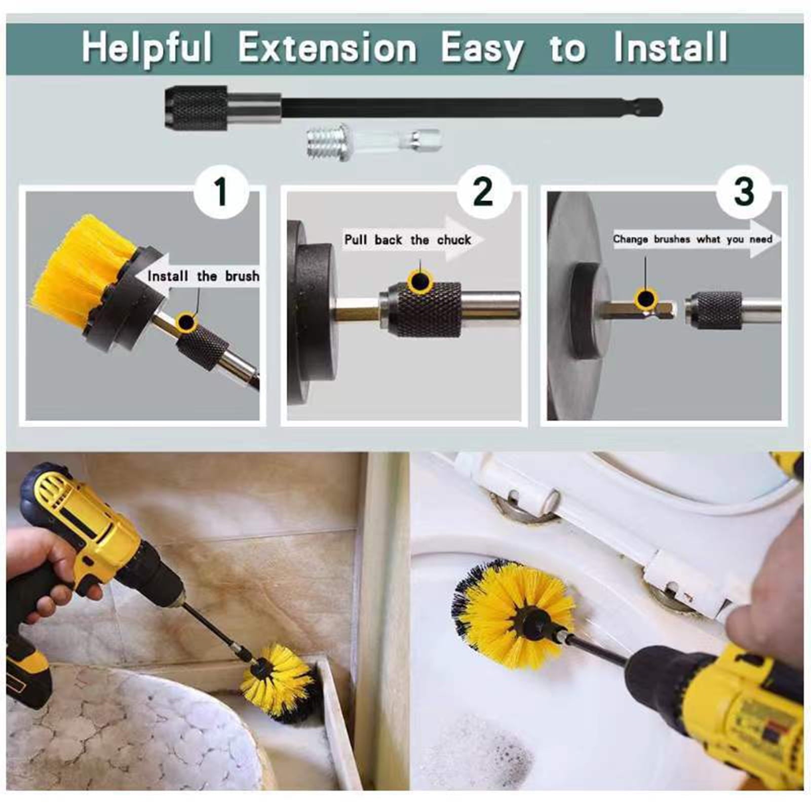 CACAGOO 26 PCS Drill Brush Attachments Car Detailing Brush Kit Automotive Cleaners