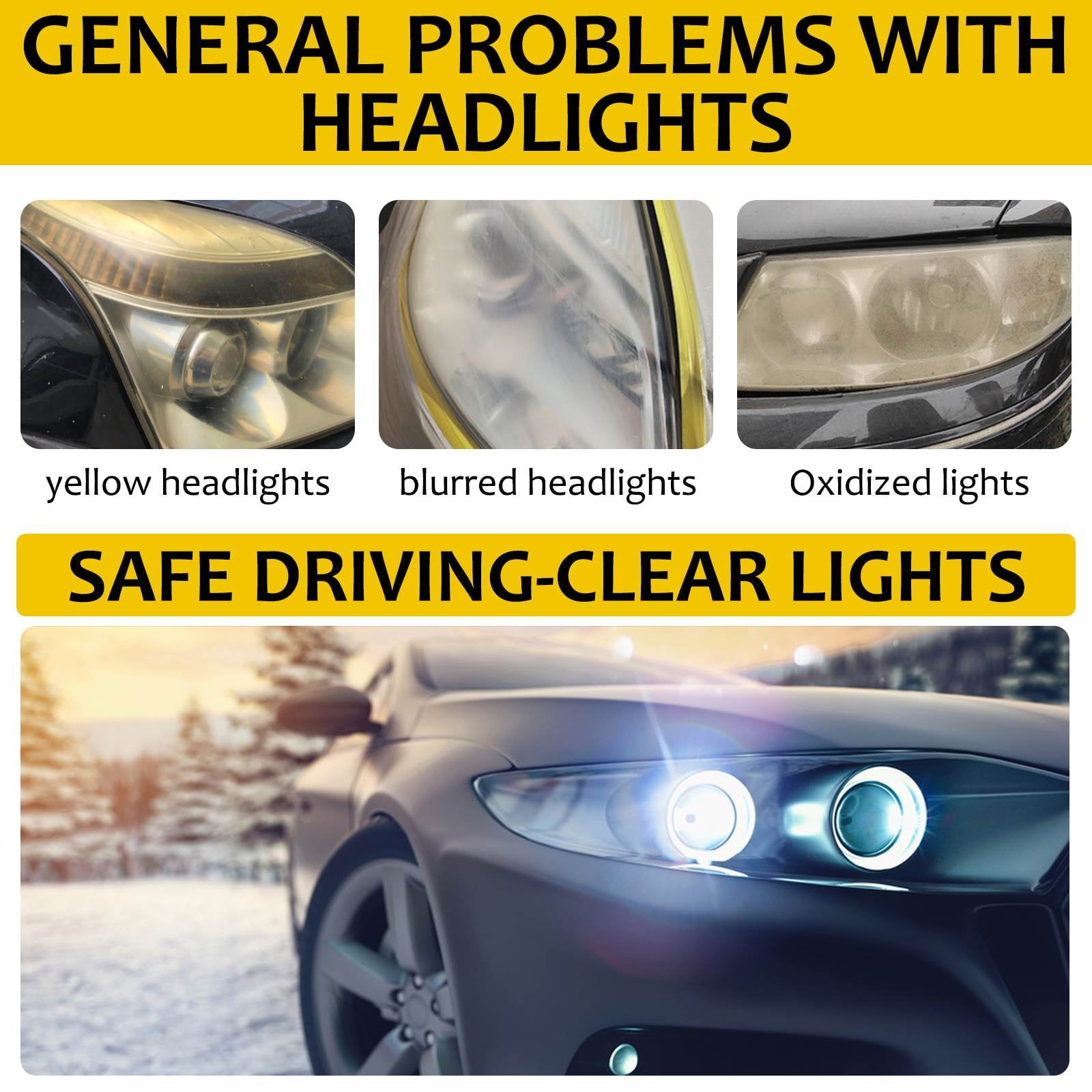 Pegciz Innovative Headlight Repair Polish for Car, Repair Yellow/Blurred/Oxidized/Scratch Headlight, Car Headlamp Cleaning Flulids Polish Plastic Surfaces to High Gloss,Headlight Restoration