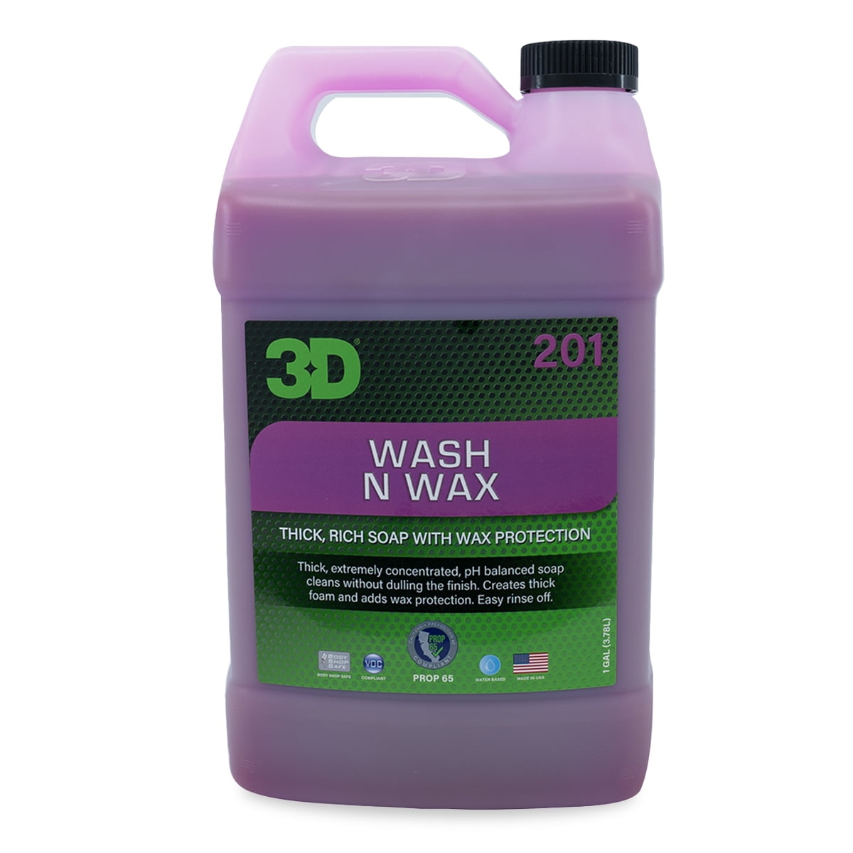 3D Wash N Wax Car Wash Soap pH Balanced Easy Rinse Scratch Free Car Soap with Wax Protection 1 Gallon