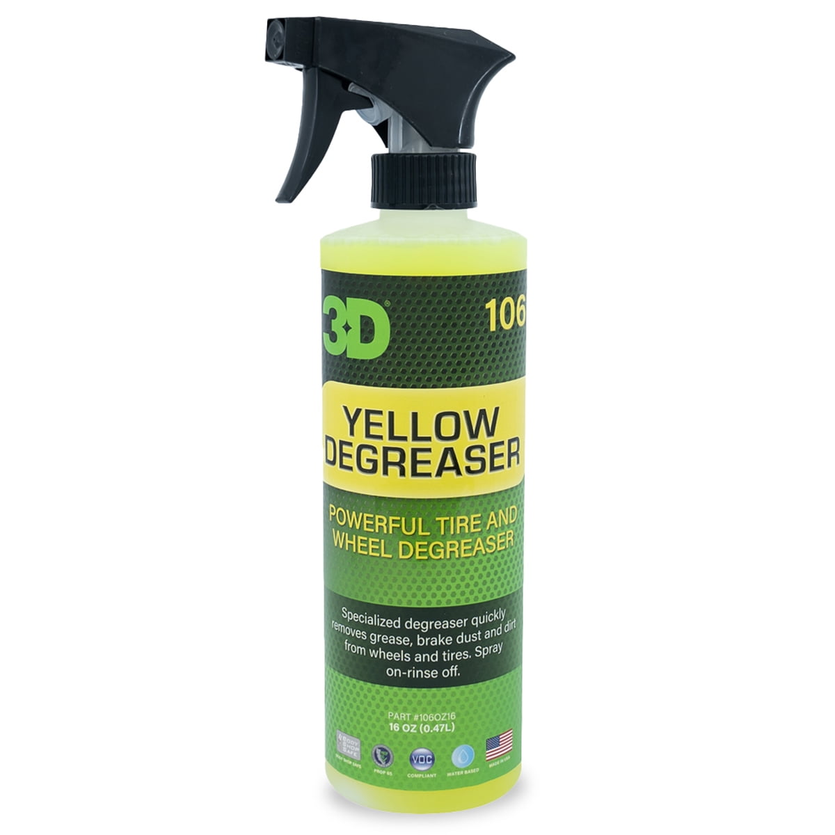 3D Yellow Degreaser - Wheel & Tire Cleaner - All in One Wheel & Tire Car Wash Detailing Spray 16oz.