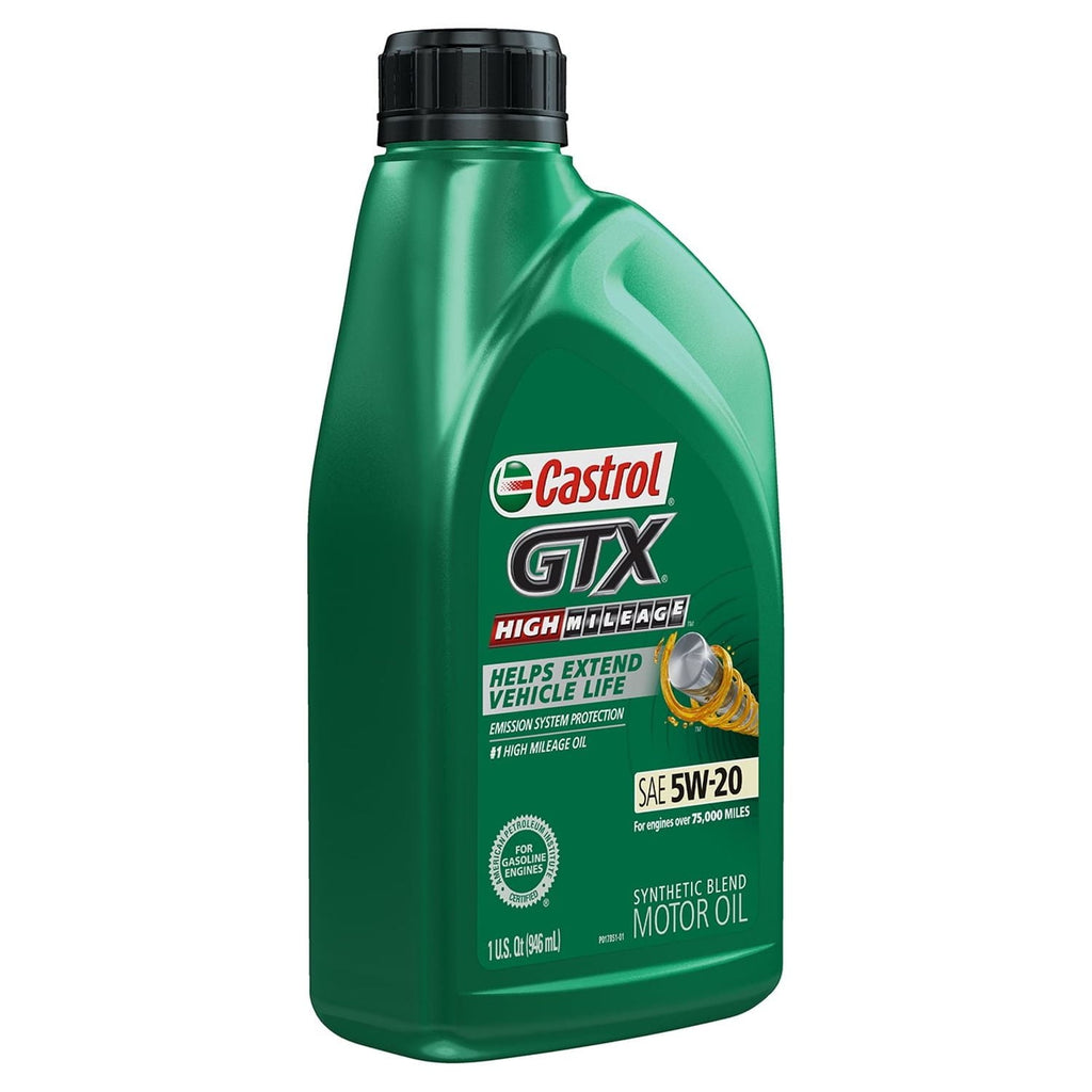Castrol GTX High Mileage 5W-20 Synthetic Blend Motor Oil, 1 Quart