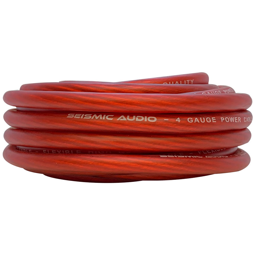 25 Foot 4 Gauge Power Amplifier Ground / Power Wire for Car Audio  - Red Amp Wire