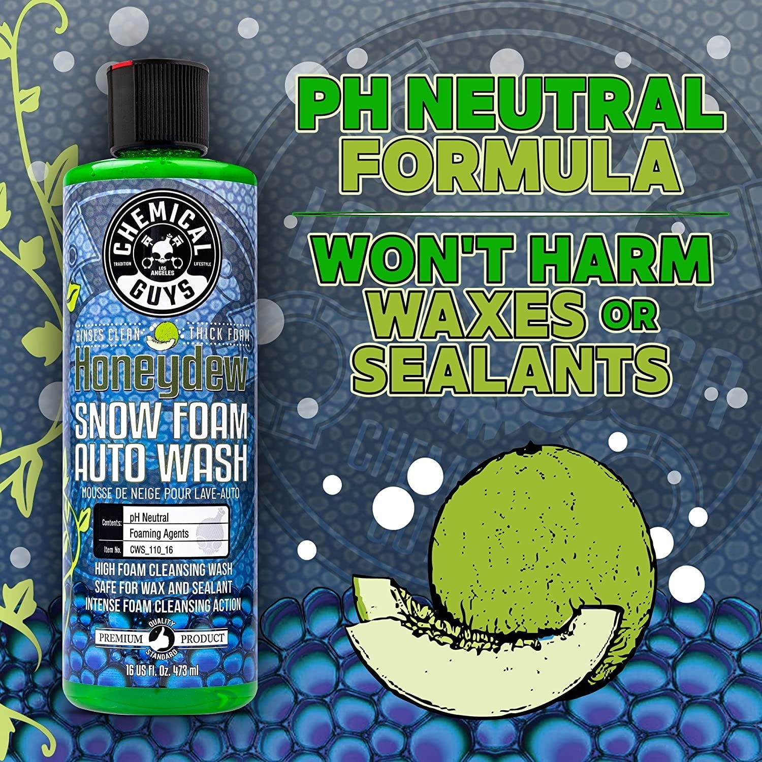 Chemical Guys CWS_110_16 Honeydew Snow Foam Car Wash Soap, 16 oz, Honeydew Scent