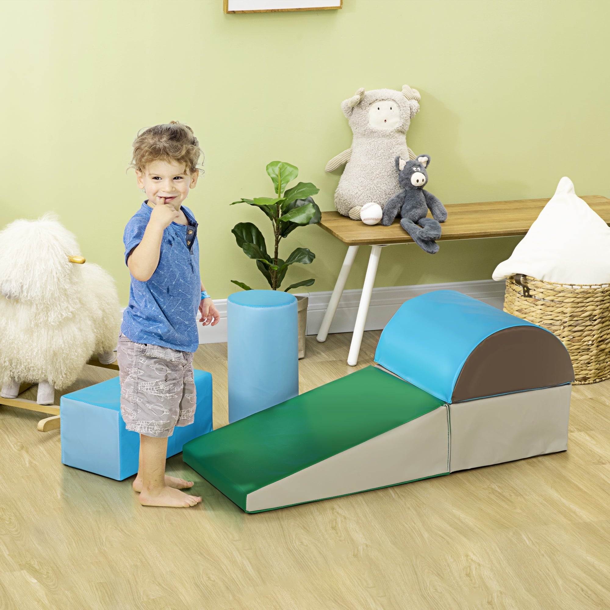 Soozier 5 Piece Climb and Crawl Activity Play Set, Foam Playset for Toddler, Indoor Play Equipment