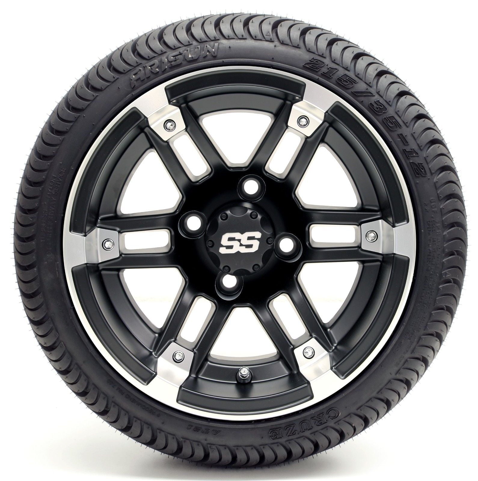 Golf Cart Wheels and Tires - 12" Barracuda SS & (215/35-12 or 215/50-12) (x4)