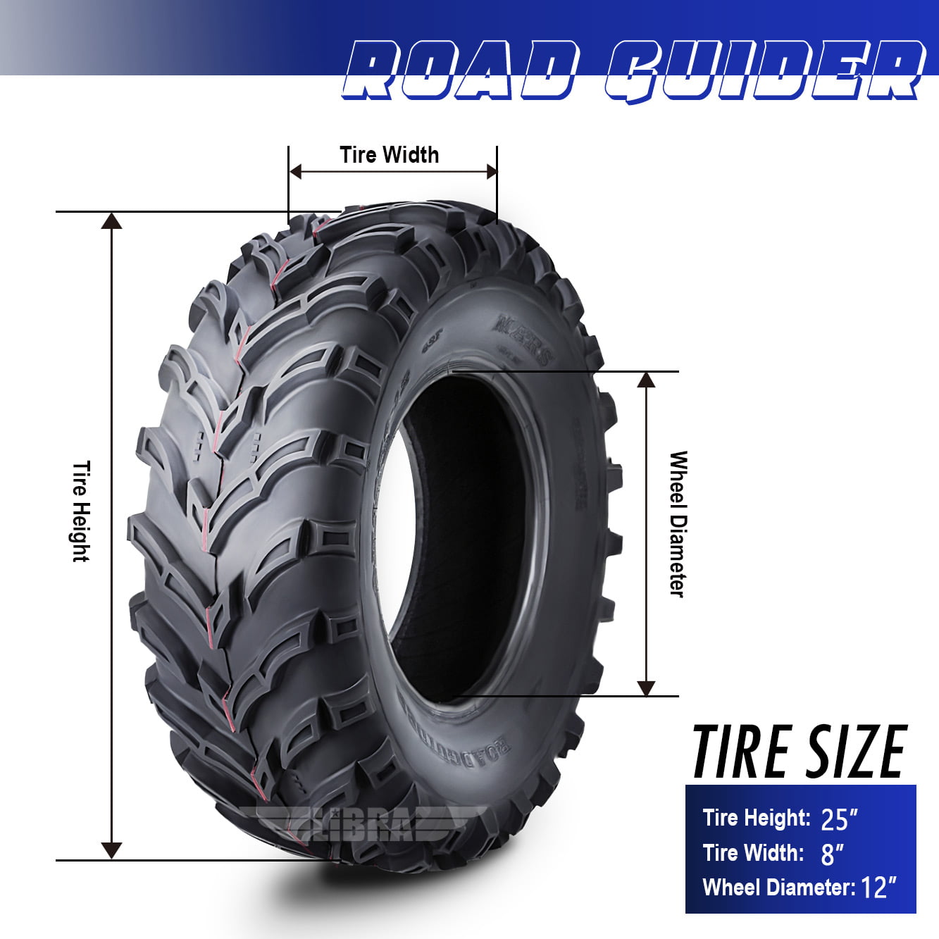 Roadguider ATV/UTV Tires 25x8-12 25X8X12 6PR 10272, Set 2