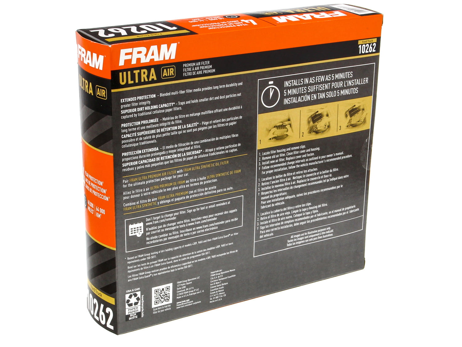 FRAM Ultra Air XGA10262, Premium Engine Air Filter for Select Ford and Lincoln Vehicles Fits select: 2009-2023 FORD F150, 2008-2016 FORD F250