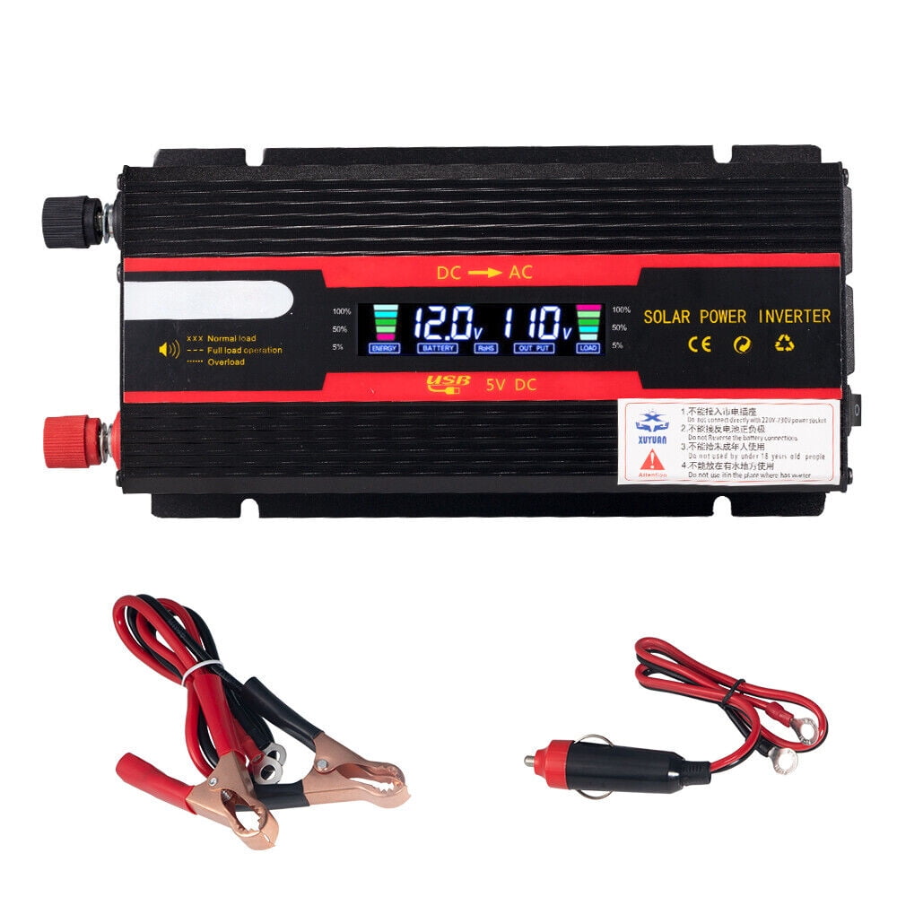 JahyShow 3000W/4000W(Peak) Car Power Inverter DC 12V to 110V AC Converter with LCD Display Outlets and Dual USB Car Charger for Car Home Laptop Truck