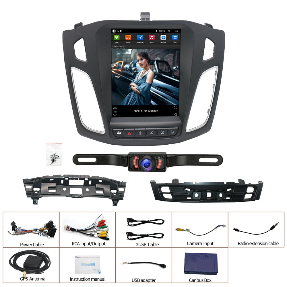 Car Radio Stereo for Ford Focus 2012-2018, 9.7" Touchscreen Android 11 Support Carplay Android Auto Navigation Bluetooth Radio Video Mirror Link Steering Wheel Control Camera 2G+32G,Black