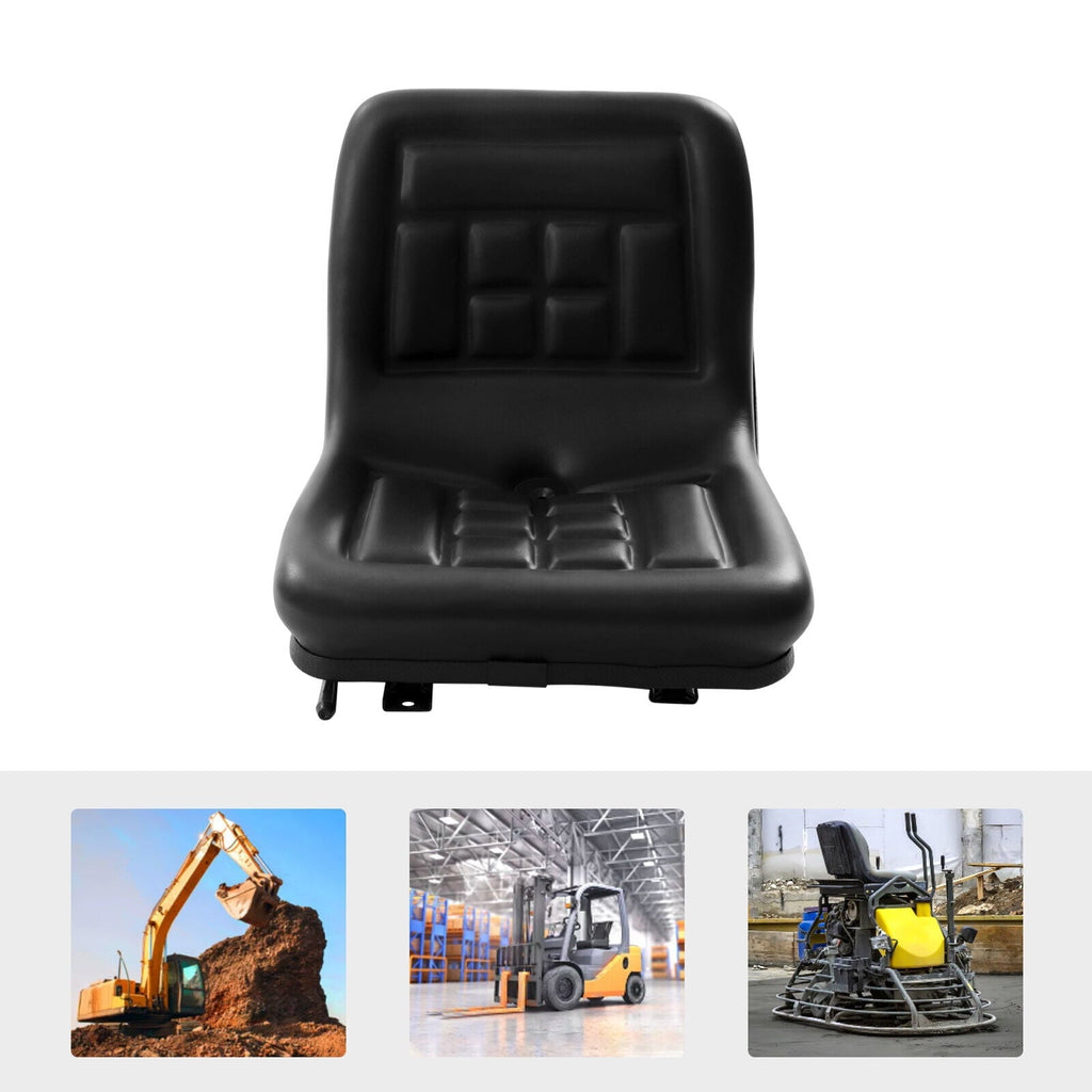 Universal Lawn Tractor Seat Replacement Tractor Forklift Seat & Rail Universal Lawn Mower Seat Waterproof Slidable PVC Black
