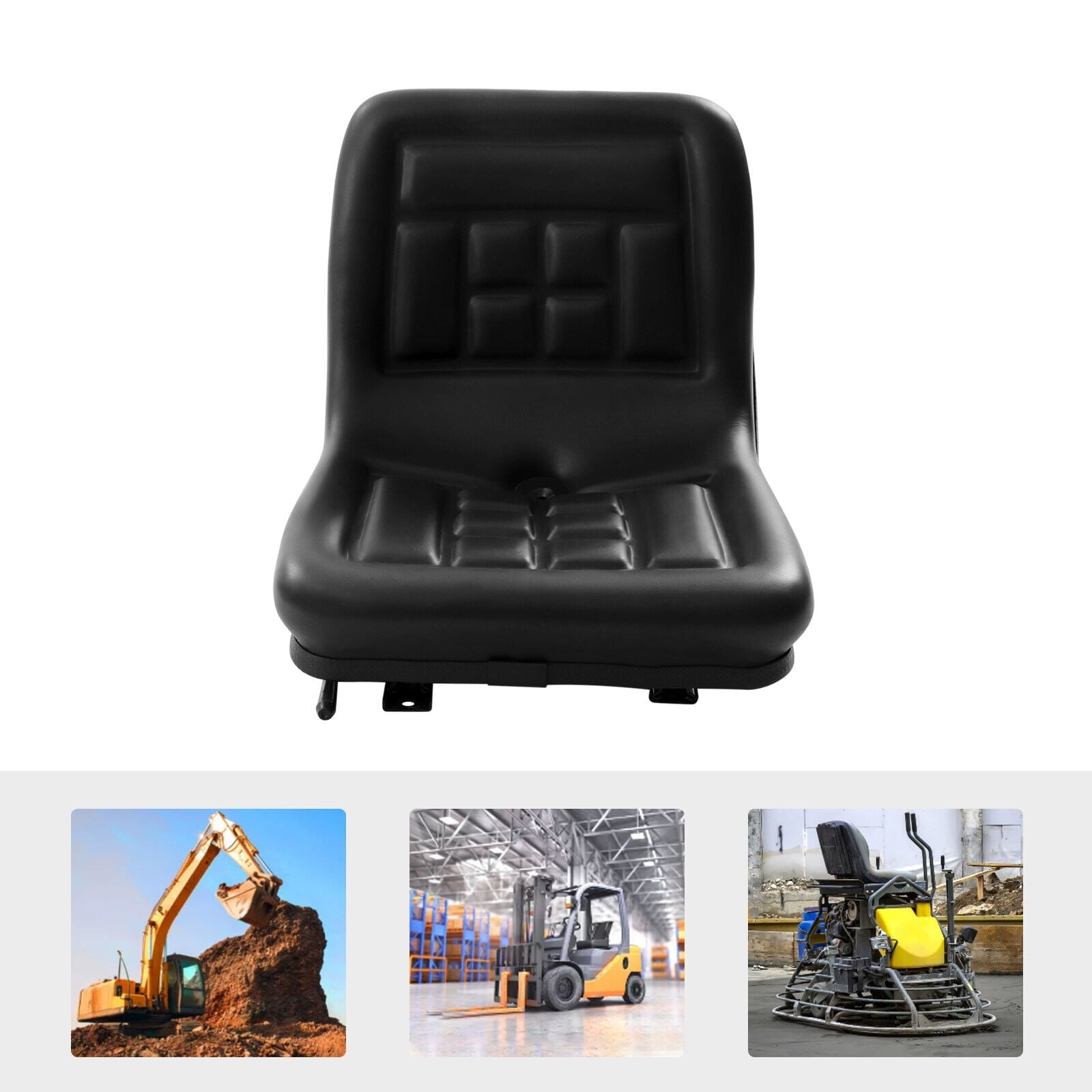 Universal Lawn Tractor Seat Replacement Tractor Forklift Seat & Rail Universal Lawn Mower Seat Waterproof Slidable PVC Black