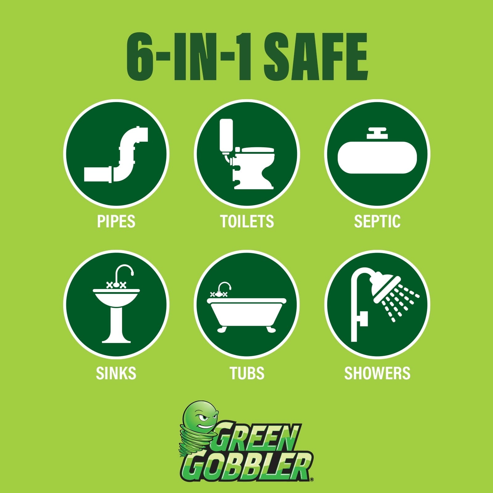 Green Gobbler Drain Clog Remover & Cleaner for Toilets, Sinks, Showers  Septic-Safe,  31 oz