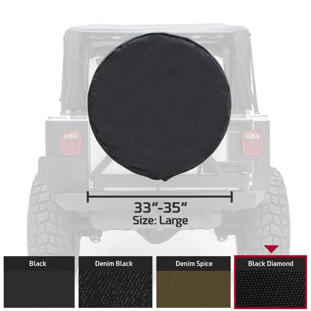 Smittybilt 33-35" Spare Tire Cover, Black Diamond - 773535 2008 Jeep Wrangler