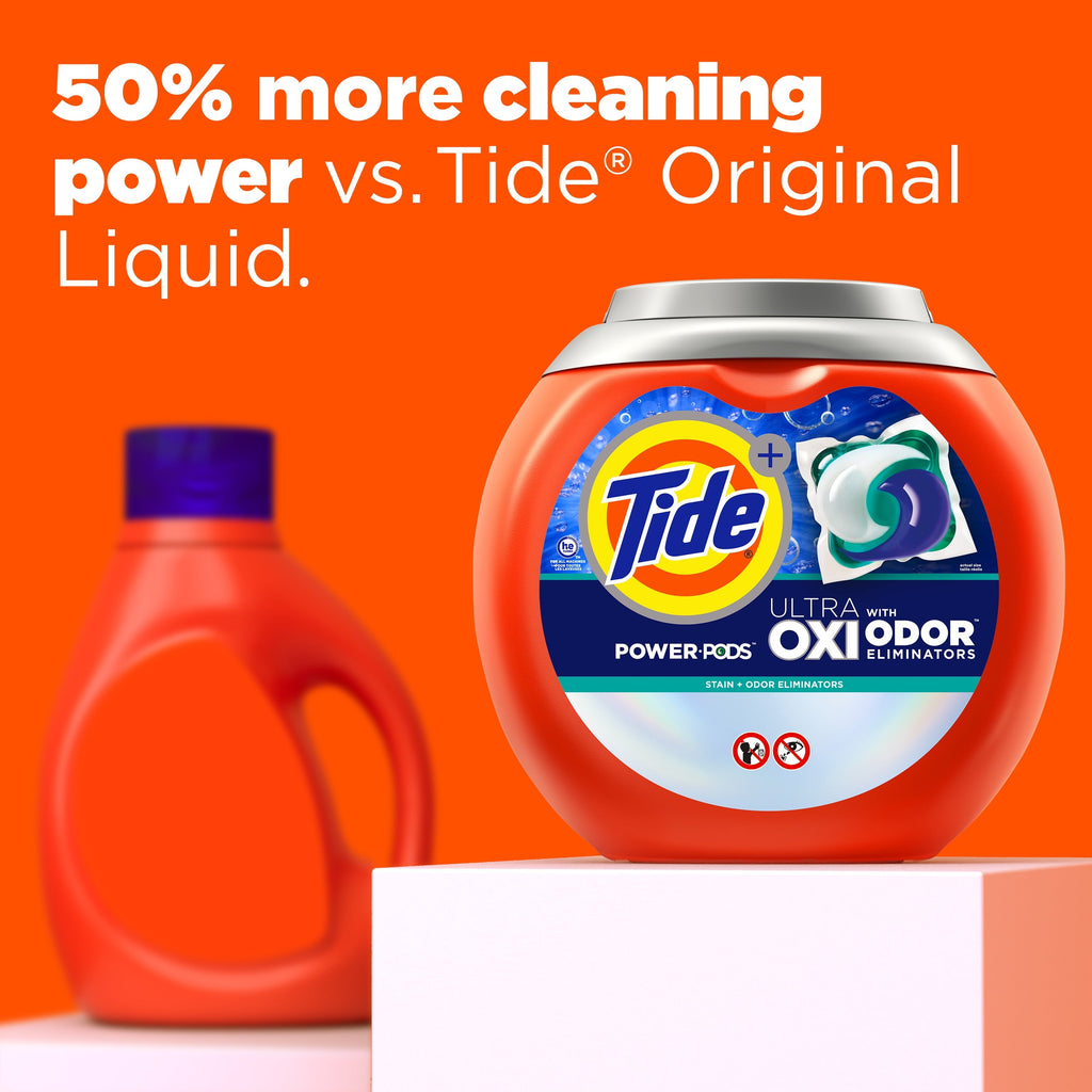 Tide Power Pods Laundry Detergent Soap Packs with Ultra Oxi, Spring Meadow, 25 Ct